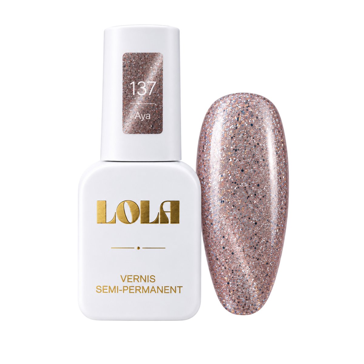 Vernis semi-permanent pailleté LOLA – 137 Aya