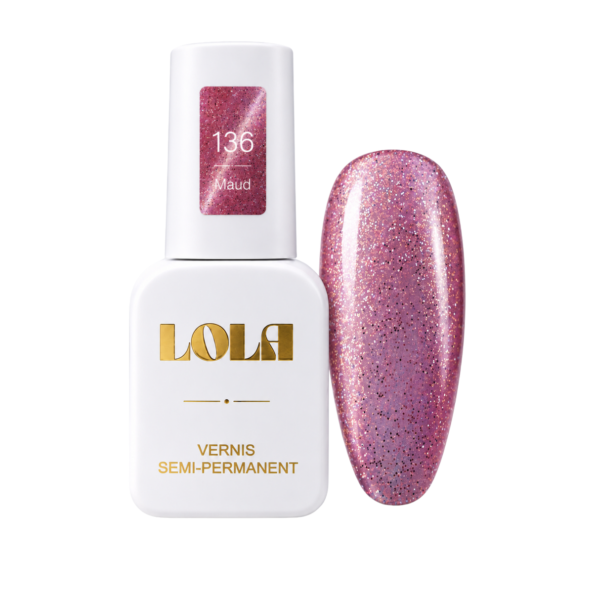 Vernis semi-permanent pailleté LOLA – 136 Maud