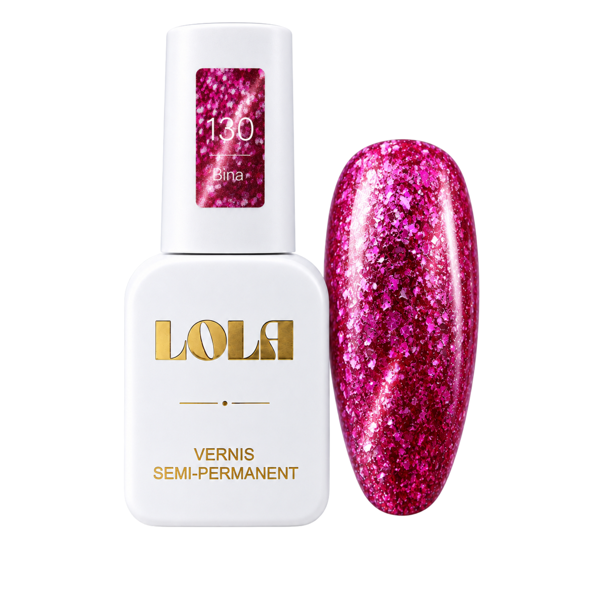 Vernis semi-permanent pailleté LOLA – 130 Gina