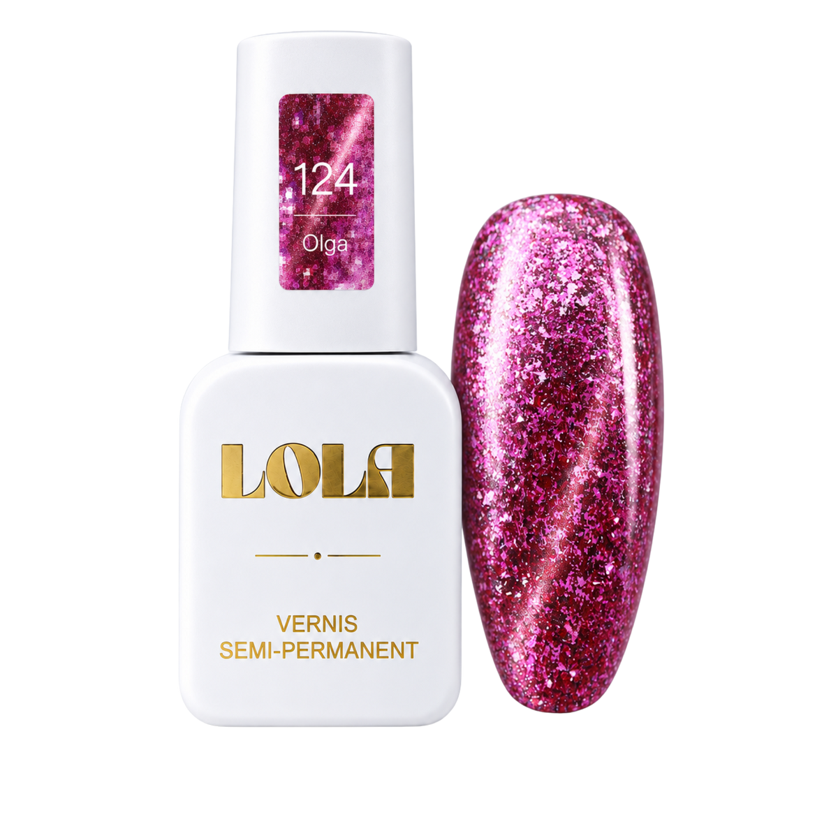 Vernis semi-permanent pailleté LOLA – 124 Olga