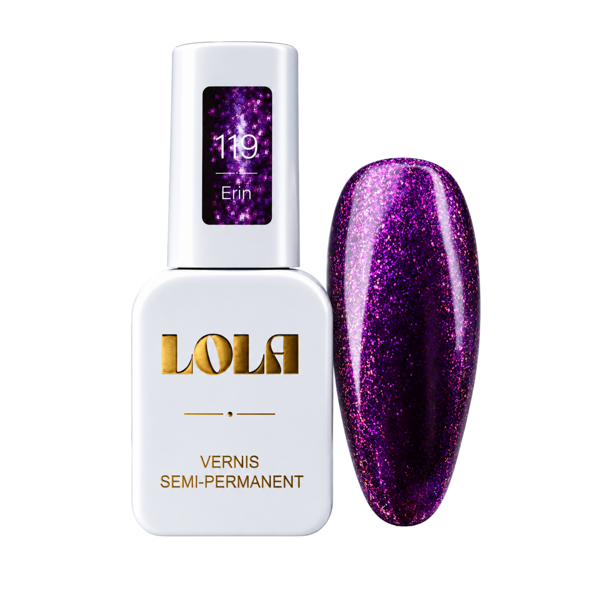 Vernis semi-permanent pailleté LOLA – 119 Erin