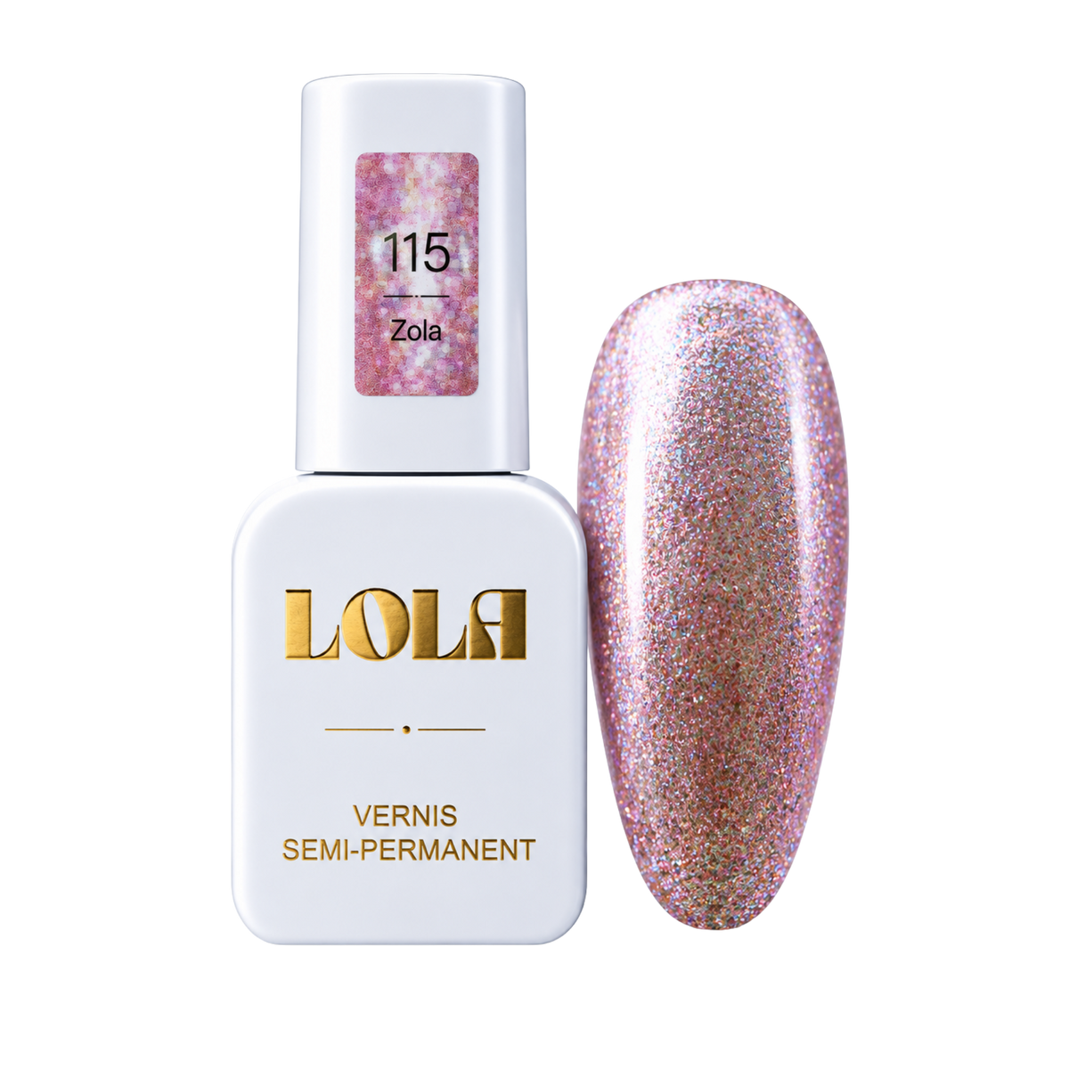 Vernis semi-permanent pailleté LOLA – 115 Zola