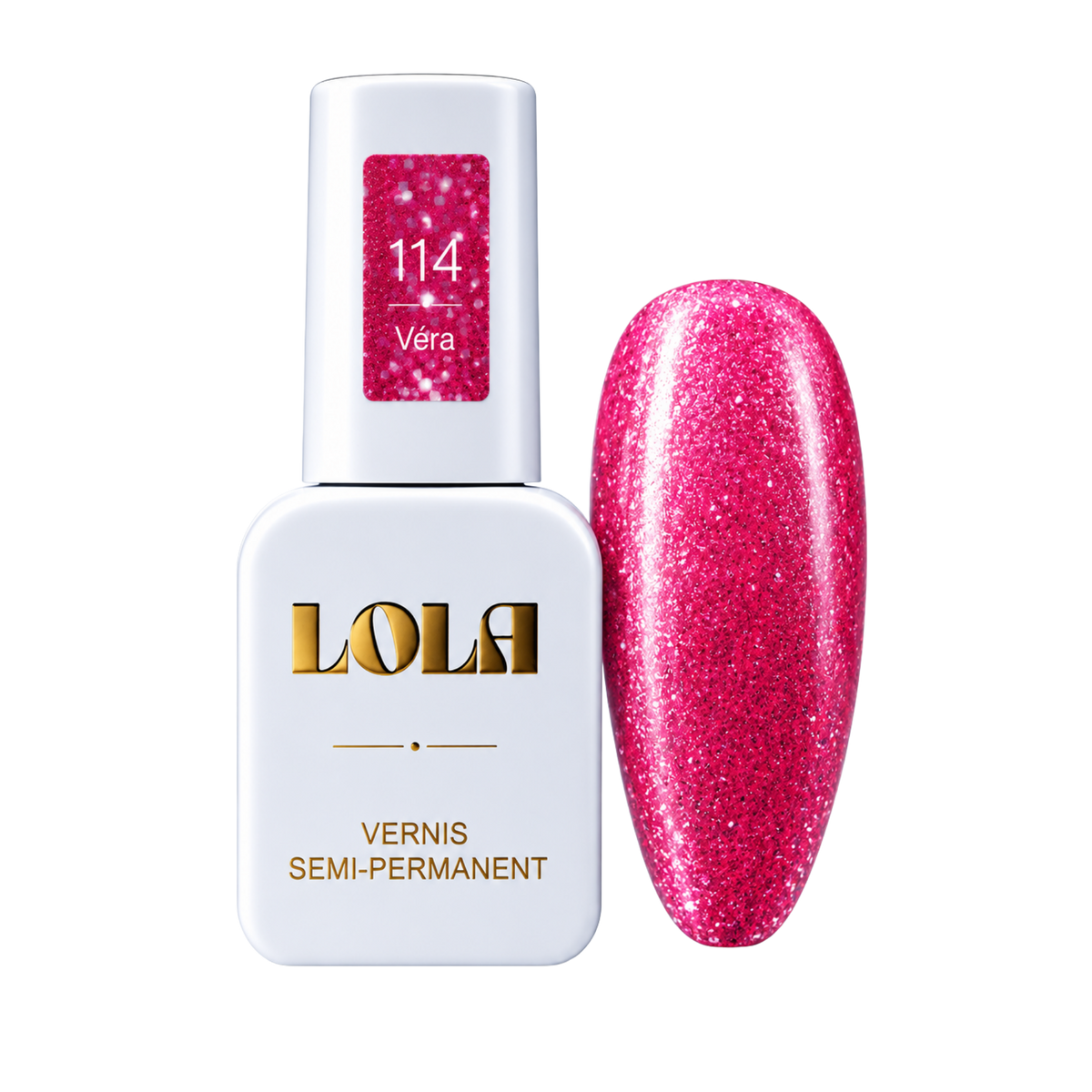 Vernis semi-permanent pailleté LOLA – 114 Vera