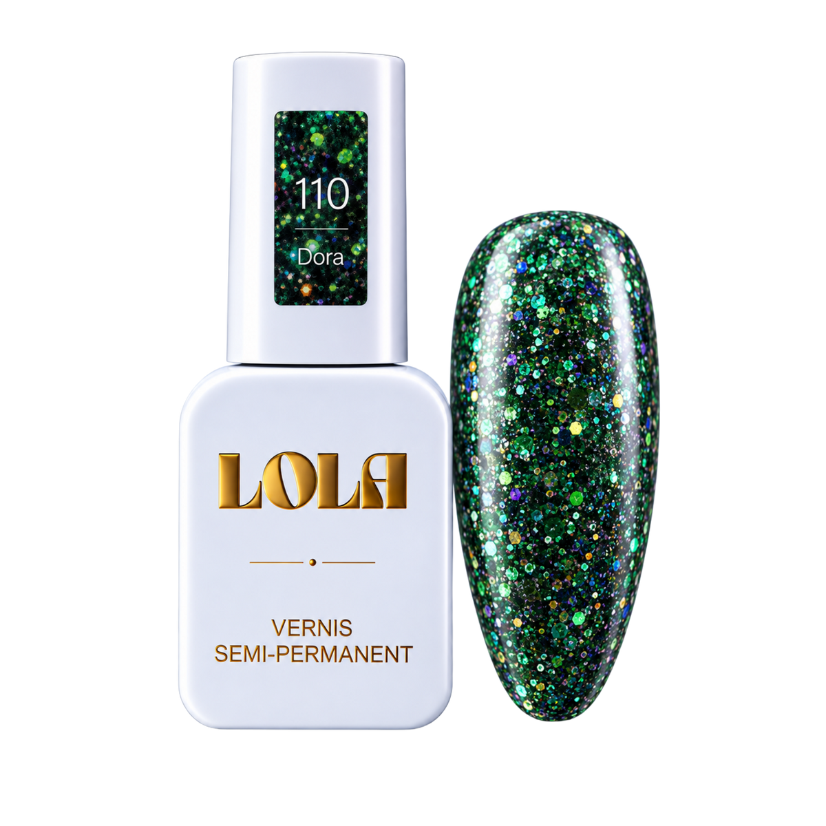 Vernis semi-permanent pailleté LOLA – 110 Dora