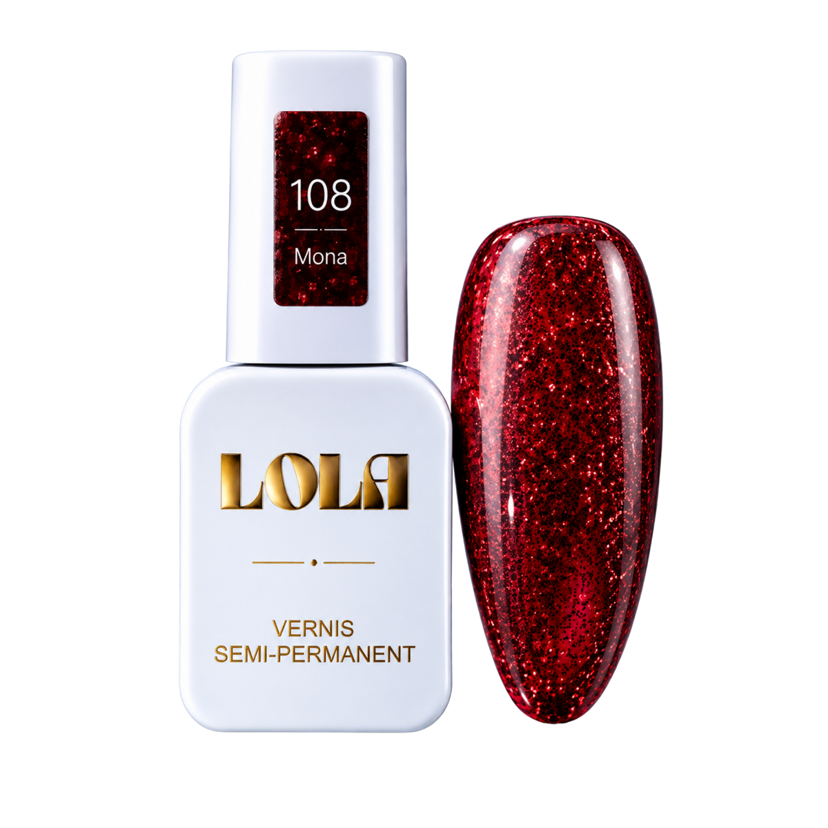 Vernis semi-permanent pailleté LOLA – 108 Mona