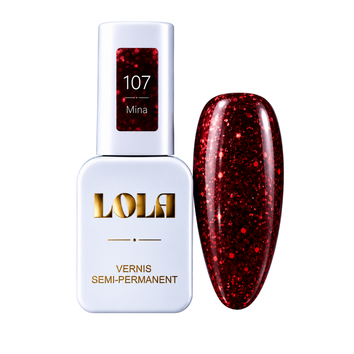 Vernis semi-permanent pailleté LOLA – 107 Mina