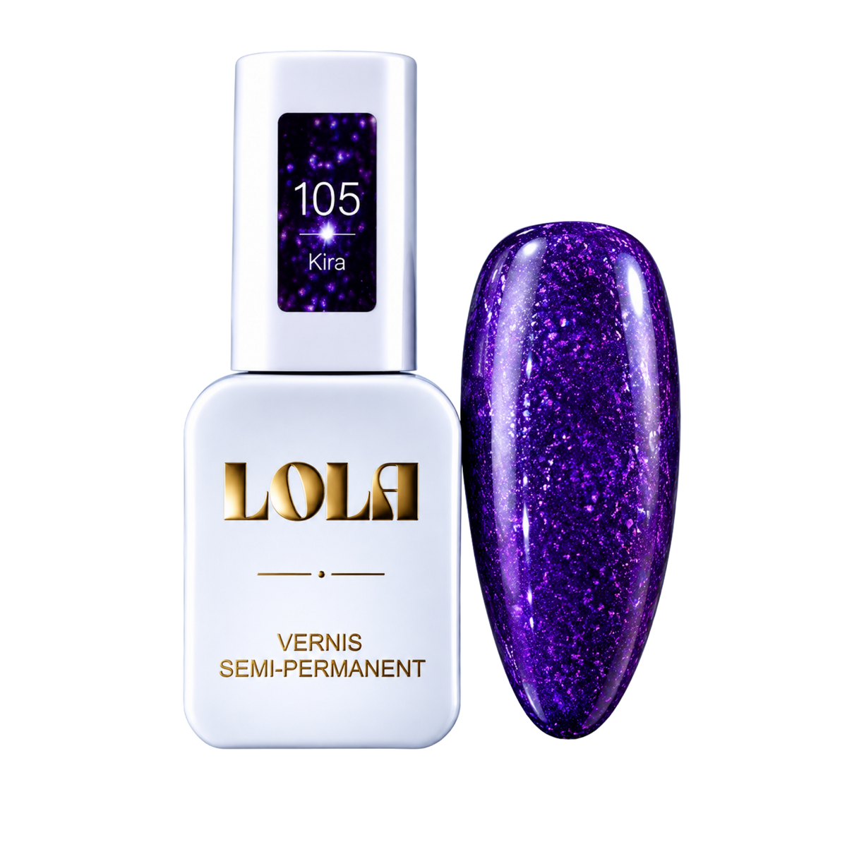 Vernis semi-permanent pailleté LOLA – 105 Kira