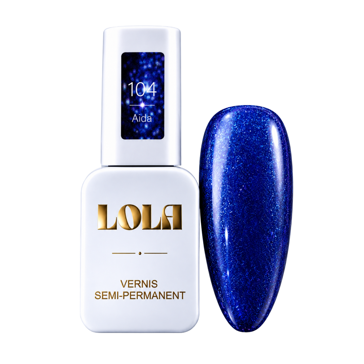 Vernis semi-permanent pailleté LOLA – 104 Aïda
