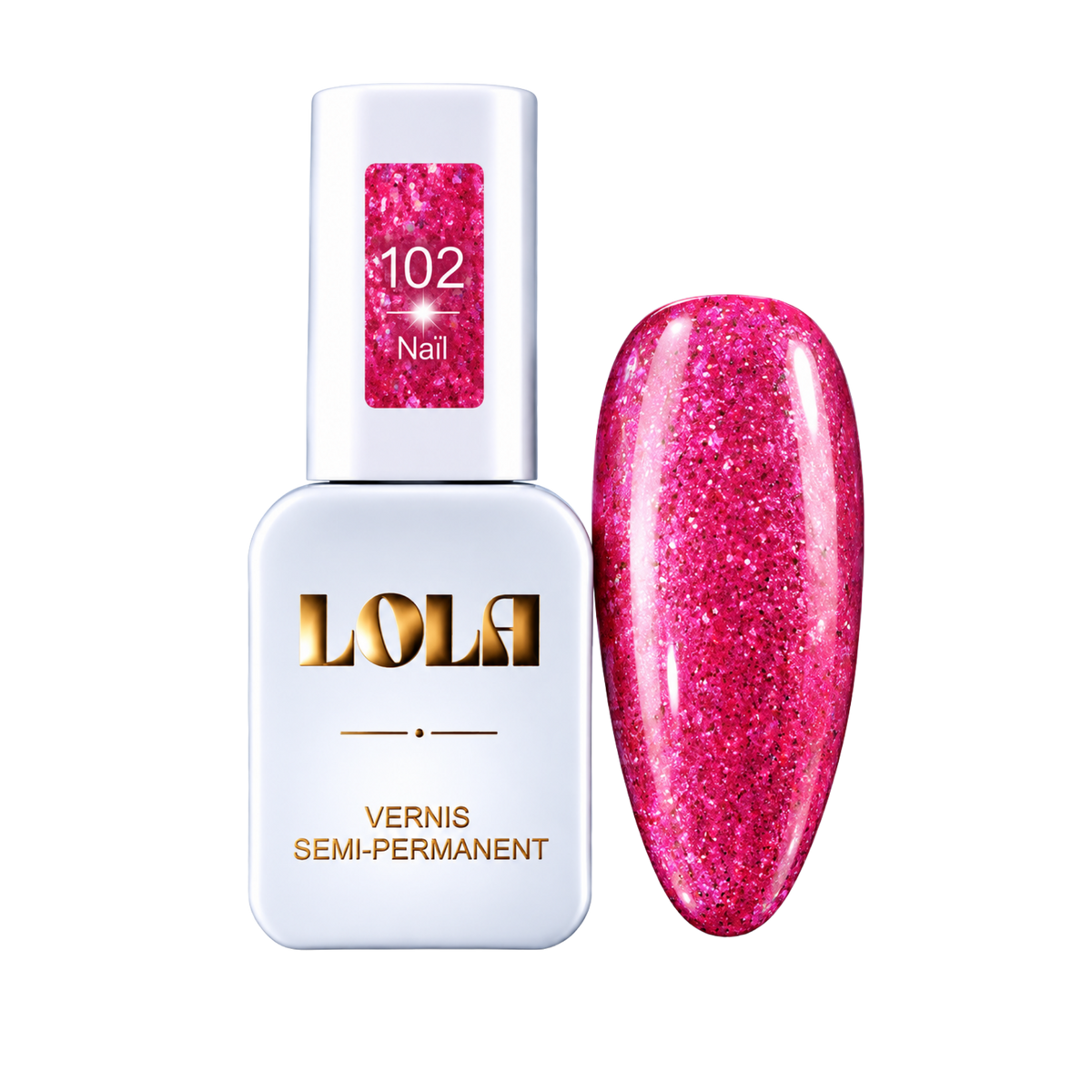 Vernis semi-permanent pailleté LOLA – 102 Naïl