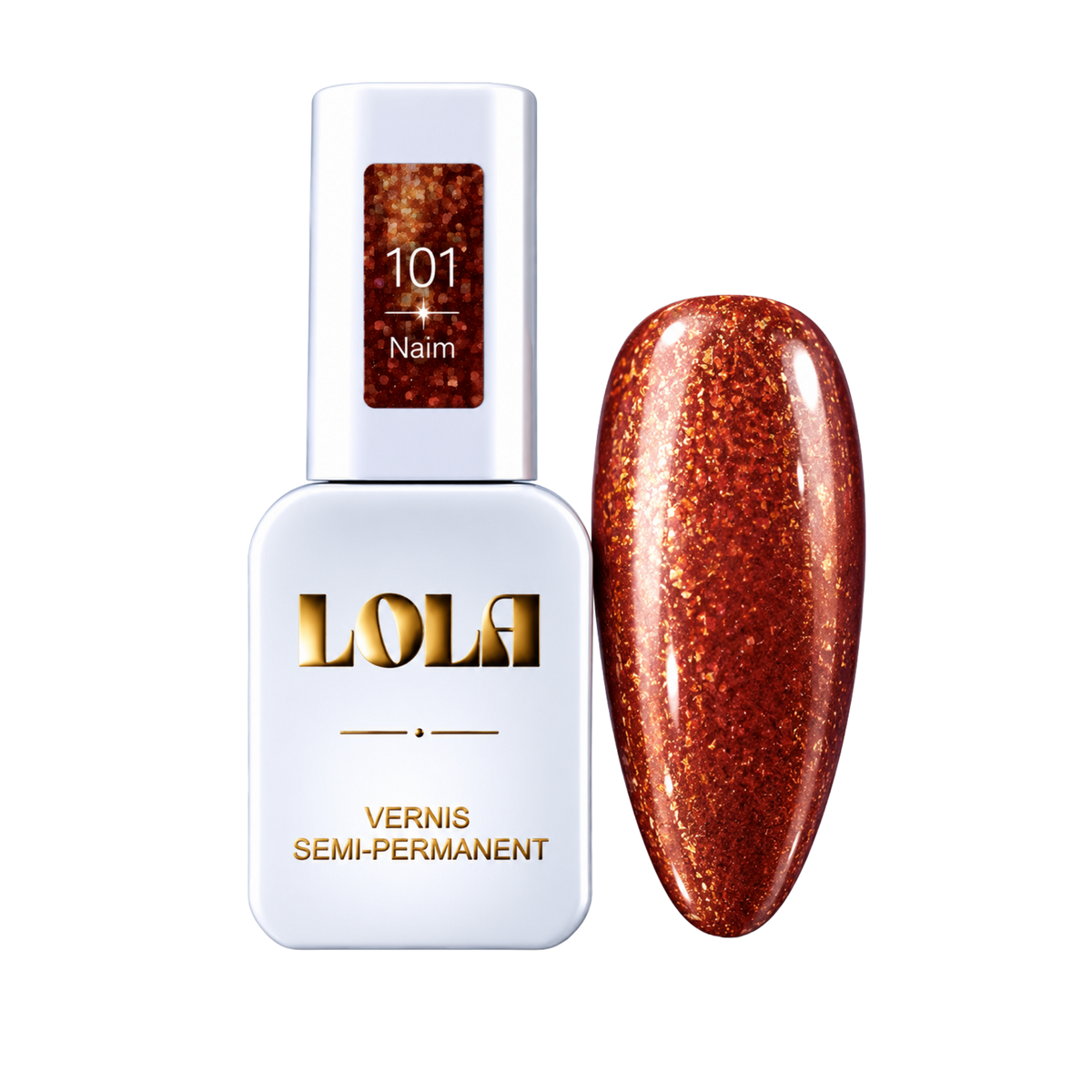 Vernis semi-permanent pailleté LOLA – 101 Naïm