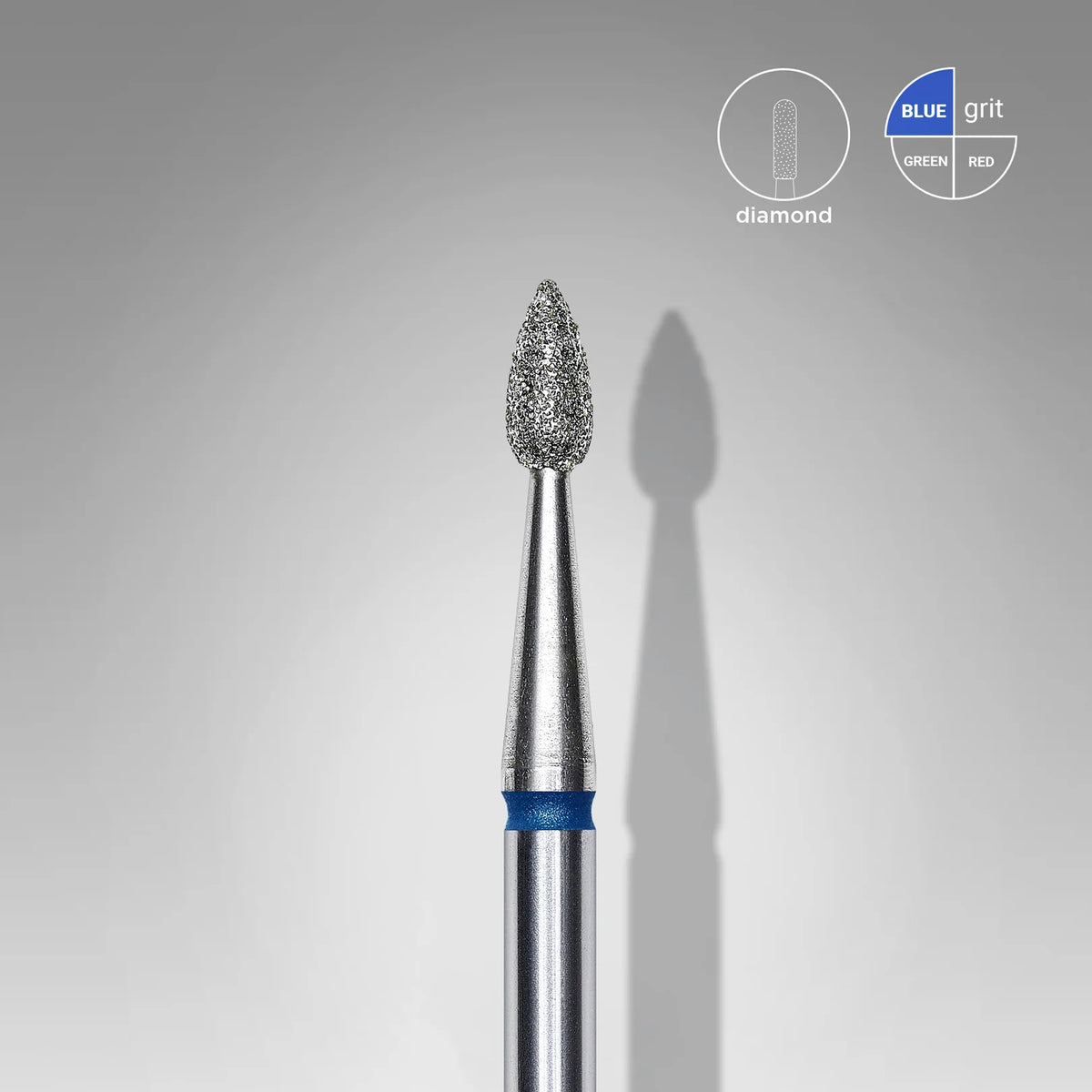 Fraise diamantée « Goutte » bleue, diamètre 2,3 mm, partie active 5 mm