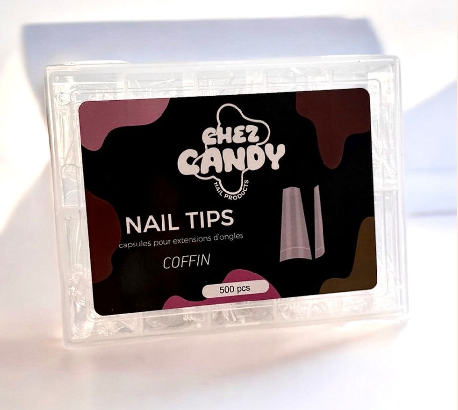Nail Tips - Coffin Clear 500pcs - CHEZ CANDY