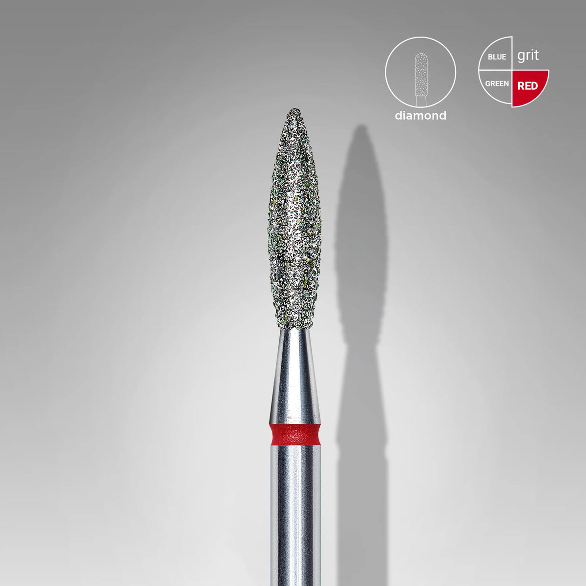 Fraise diamantée « Flamme » rouge, diamètre 2,3 mm, partie active 10 mm