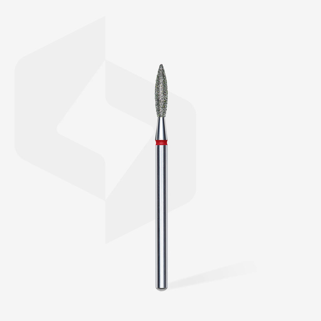 Fraise diamantée « Flamme » rouge, diamètre 2,3 mm, partie active 10 mm