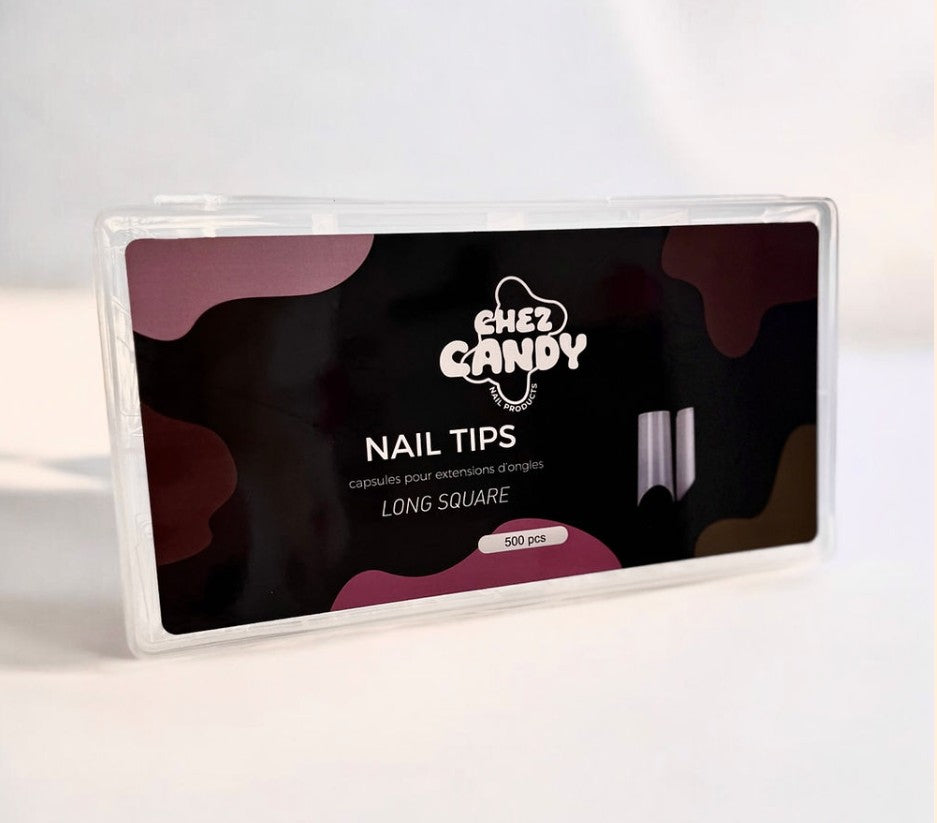 Nail Tips - Long Square Naturel 500pcs - CHEZ CANDY