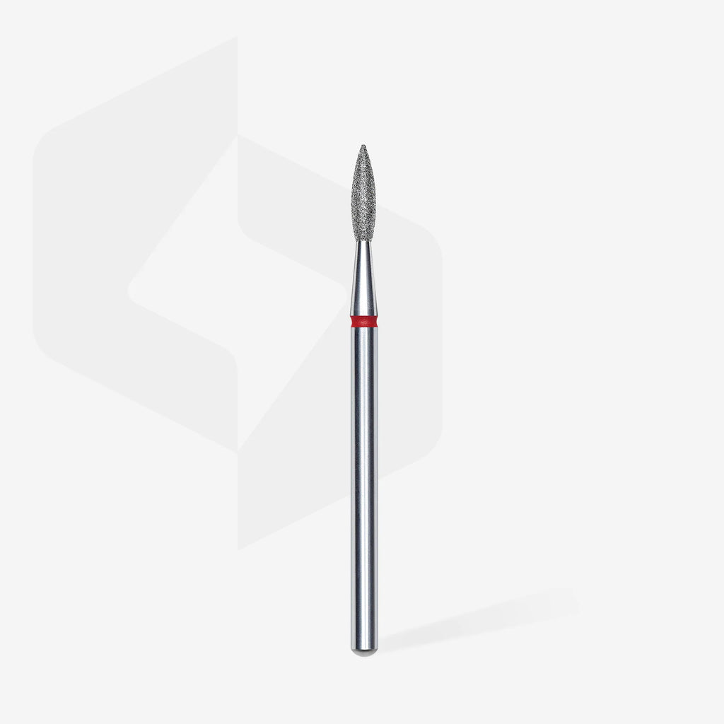 Fraise diamantée « Flamme pointue » rouge, diamètre 2,1 mm, partie active 8 mm