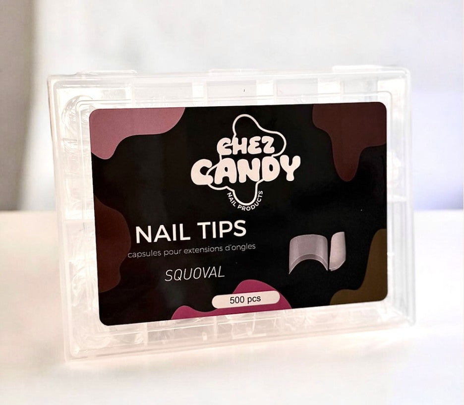 Nail Tips - Squoval Clear 500pcs - CHEZ CANDY