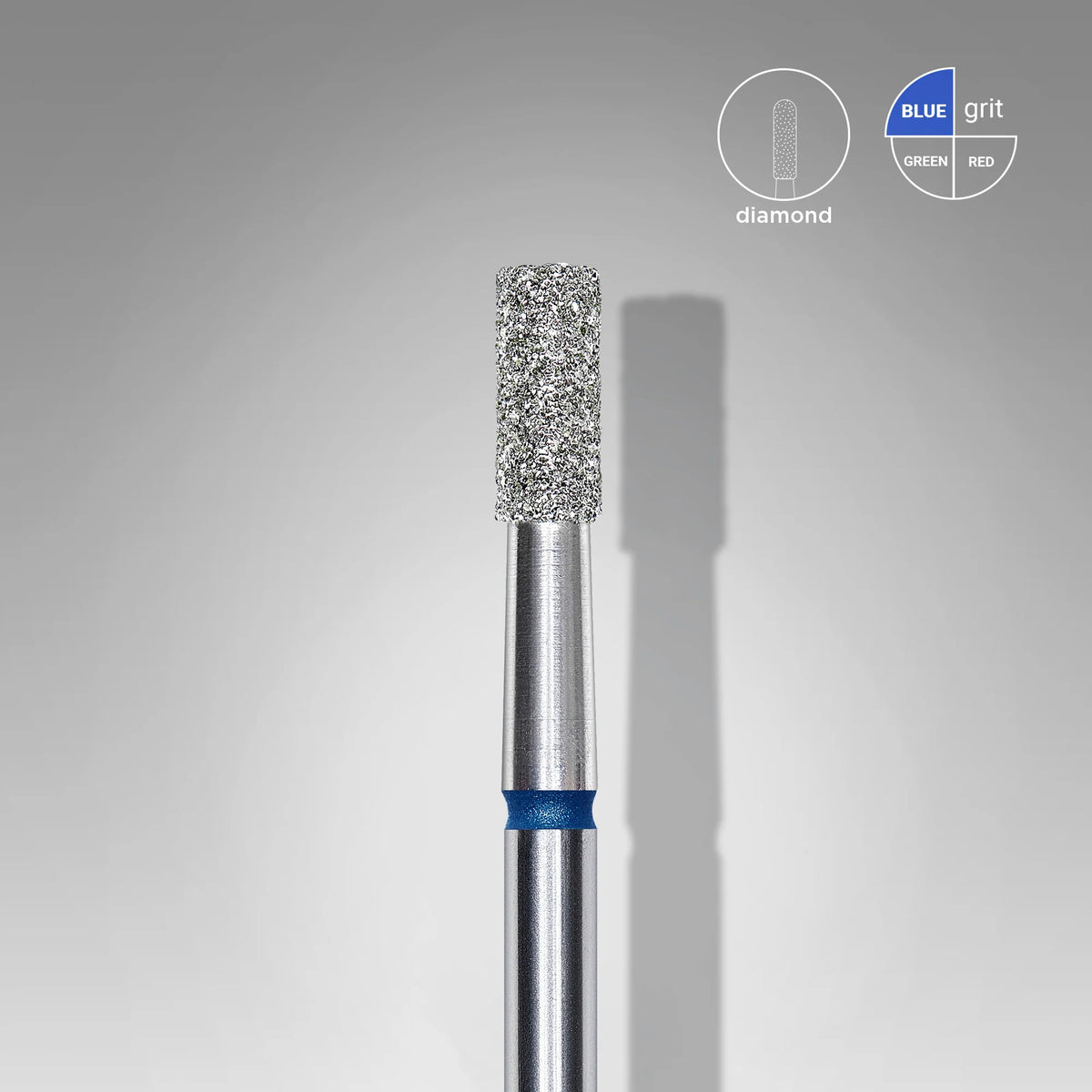Fraise diamantée « cylindre » bleue, diamètre 2,5 mm, partie active 6 mm