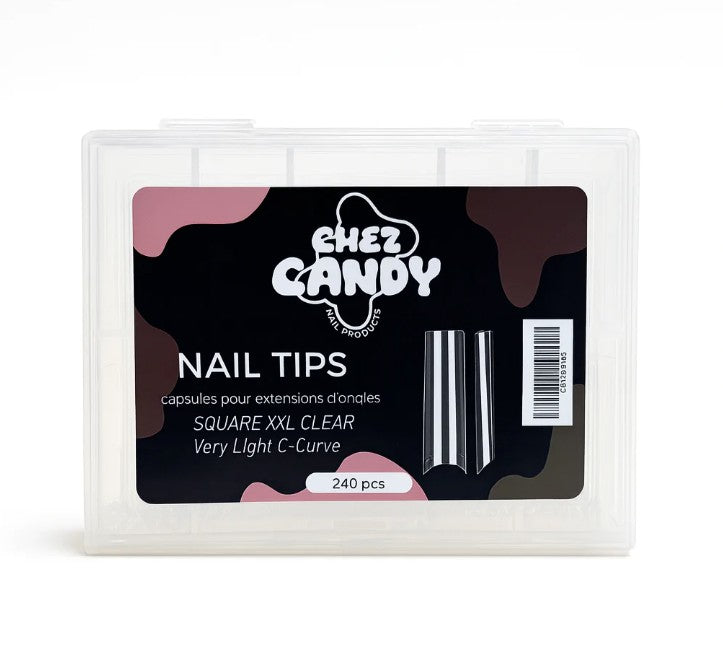 Nail Tips - Square XXL Clear 240pcs - CHEZ CANDY