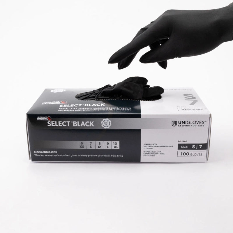 Gants Premium Latex Noirs - taille S 100pcs - M'NAILS